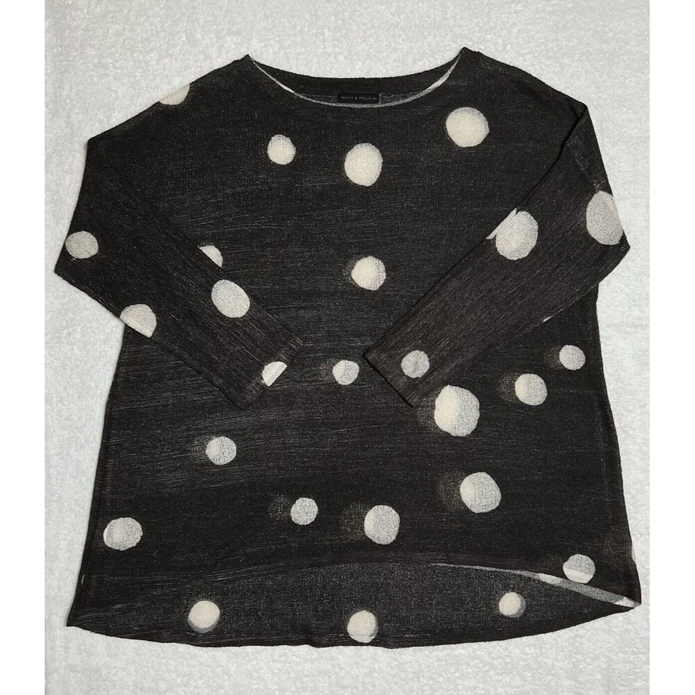 Nally & Millie Polka Dot Lightweight Sweater Women’s XL Black Sheer